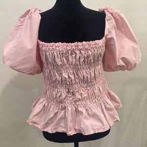 Astr Light Pink Smocked Blouse size L